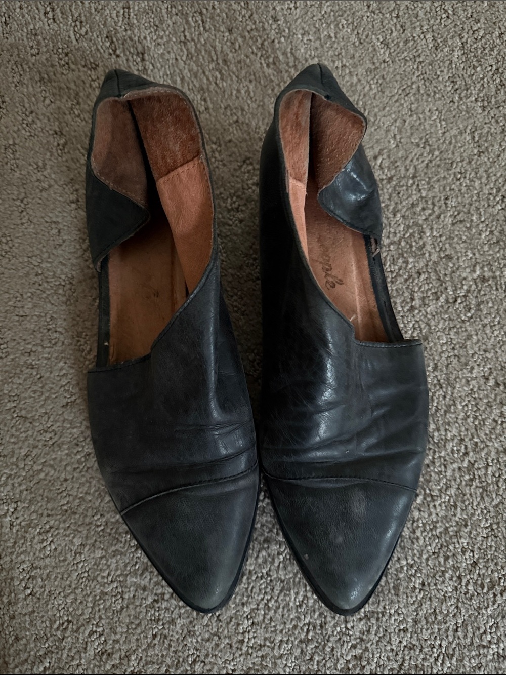 Free People Royale Flat Black Leather Ankle Booties